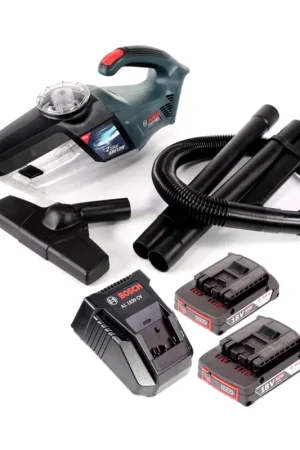Bosch GAS 18V-1 Professional Li-Ion Aspirateur à Main sans fil + 2x Batteries GBA 2,0 Ah + Chargeur AL 1820 CV Nouveauté