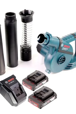 Vente Flash Souffleur à feuilles Bosch GBL 18 V-120 avec 2 batteries Bosch GBA 18 V 2,0 Ah + chargeur AL 1820 CV