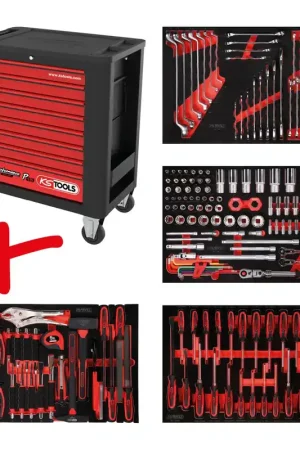 KS TOOLS Composition pour servante d’atelier Performanceplus P15 avec 180 outils pour 4 tiroirs ( 815.4180 ) Expédition Rapide