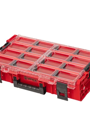 Paiement Sécurisé Qbrick System ONE Organiser XL 2.0 Long Bin RED ULTRA HD Custom empilable 582 x 387 x 131 mm 13,5 l IP66 avec 4 inlays et 12 séparateurs