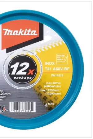Makita E-17120-12 Disques à tronçonner INOX 125 x 1,0 x 22,23 mm A60V-BF 12 pièces en boîte Usine Directe