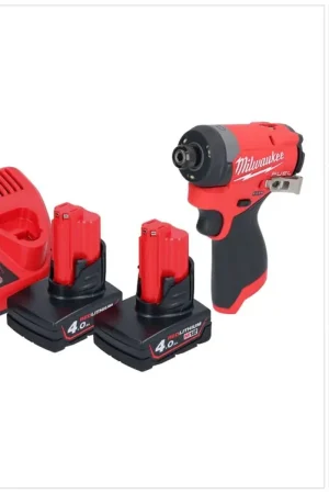 Clé à chocs sans fil Milwaukee M12 FID2-402 12 V 170 Nm 1/4" brushless + 2x batteries 4,0 Ah + chargeur Promotion Saisonnière