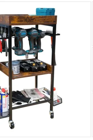 Acheter Direct Toolbrothers Chariot d'atelier pour outils électriques et manuels en métal 86 x 45 x 30 cm ( L x l x P ) Roulettes de transport avec freins
