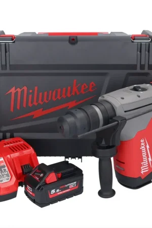 Paiement Sécurisé Marteau combiné à batterie Milwaukee M18 ONEFHPX-551X 18 V 5,0 J brushless + 1x batterie 5,5 Ah + chargeur + boîtier HD