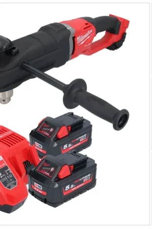 Certifié Milwaukee M18 FRAD2-552 perceuse d'angle sans fil 18 V 122 Nm Brushless + 2x batterie rechargeable 5,5 Ah + kit chargeur