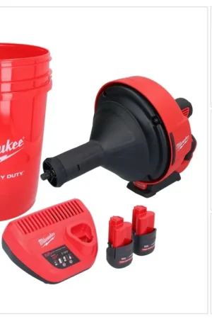 Appareil de nettoyage de tuyaux sur batterie Milwaukee M12 BDC8-252C 12 V + 2x batteries 2,5 Ah + chargeur + spirale + seau Petit Prix