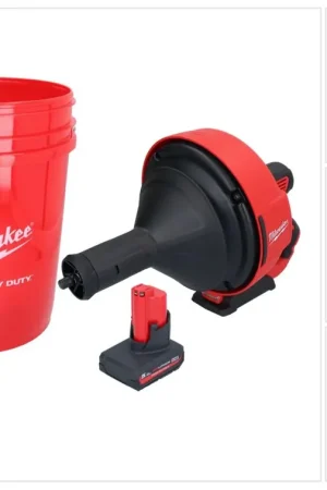 Meilleure Vente Appareil de nettoyage de tuyaux sur batterie Milwaukee M12 BDC8-501C 12 V + 1x batterie 5,0 Ah + spirale + seau - sans chargeur