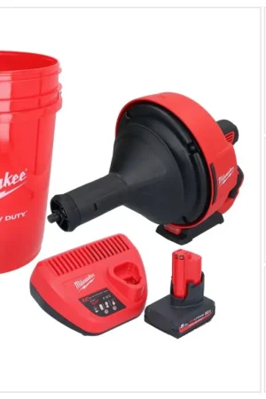 Appareil de nettoyage de tuyaux sur batterie Milwaukee M12 BDC8-501C 12 V + 1x batterie 5,0 Ah + chargeur + spirale + seau Retour Gratuit