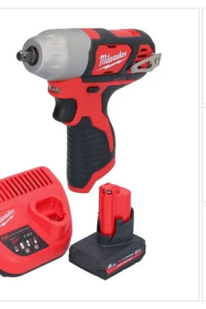 Milwaukee M12 BIW38-501 Clé à choc sans fil 12 V 135 Nm 3/8 + 1x batterie 5,0 Ah + chargeur Dernier Modèle