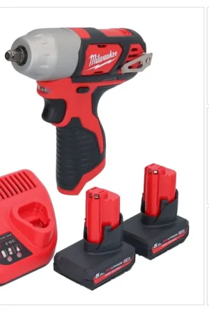 Offre Du Jour Milwaukee M12 BIW38-502 Clé à choc sans fil 12 V 135 Nm 3/8 + 2x batterie 5,0 Ah + chargeur