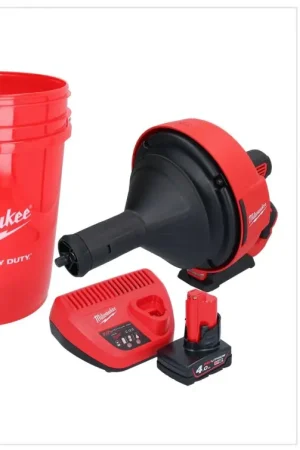 Appareil de nettoyage de tuyaux sur batterie Milwaukee M12 BDC8-401C 12 V + 1x batterie 4,0 Ah + chargeur + spirale + seau Nouveauté