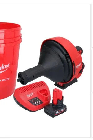 Acheter Direct Appareil de nettoyage de tuyaux sur batterie Milwaukee M12 BDC8-601C 12 V + 1x batterie 6,0 Ah + chargeur + spirale + seau