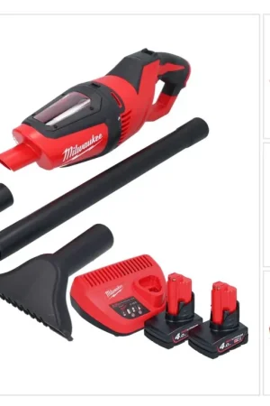 Aspirateur à batterie Milwaukee M12 HV-402 12 V + 2x batteries 4,0 Ah + chargeur Must-Have