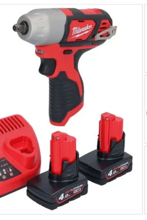 Authentique Milwaukee M12 BIW38-402 Clé à choc sans fil 12 V 135 Nm 3/8 + 2x batterie 4,0 Ah + chargeur