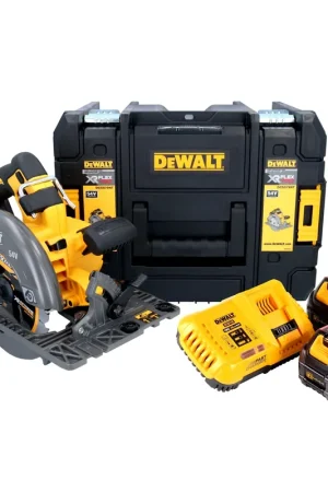 DeWalt DCS 579 T2T Scie circulaire à main sans fil 54 V FlexVolt 190 mm Brushless + 2x batterie 6,0 Ah + chargeur + TSTAK Prix Réduit