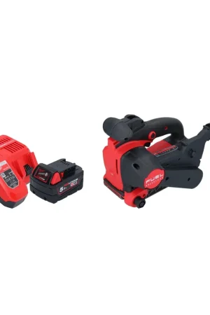 Milwaukee M18 FBTS75-501 ponceuse à bande sans fil 18 V 75 x 457 mm sans brosse + 1x batterie 5,0 Ah + chargeur + chargeur de batterie Promotion