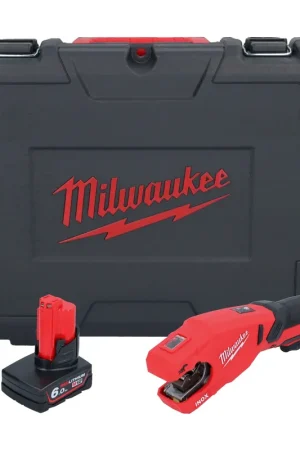 Remise Coupe-tube en acier inoxydable sur batterie Milwaukee M12 PCSS-601C 12 V 12 - 28 mm + 1x batterie 6,0 Ah + étui - sans chargeur