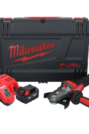 Meuleuse d'angle à tête plate sur batterie Milwaukee M18 FSAGF125XPDB-501X 18 V 125 mm brushless + 1x batterie 5,0 Ah + chargeur + boîtier HD Offre Limitée