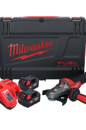 Dernier Modèle Meuleuse d'angle à tête plate sur batterie Milwaukee M18 FSAGF125XPDB-502X 18 V 125 mm brushless + 2x batteries 5,0 Ah + chargeur + boîtier HD