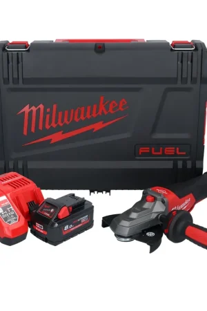 Meilleur Choix Meuleuse d'angle à tête plate sur batterie Milwaukee M18 FSAGF125XPDB-801X 18 V 125 mm brushless + 1x batterie 8,0 Ah + chargeur + boîtier HD