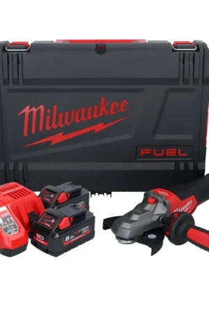 Nouvel Arrivage Meuleuse d'angle à tête plate sur batterie Milwaukee M18 FSAGF125XPDB-802X 18 V 125 mm brushless + 2x batterie 8,0 Ah + chargeur + boîtier HD