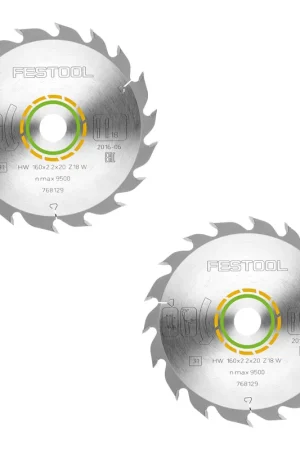 Dernier Modèle Festool HW 160x2,2x20 W18 Lame circulaire WOOD STANDARD 2 pcs ( 2x 768129 ) 160 x 2,2 x 20 mm 18 dents pour tous les matériaux en bois, bois massif, plaques de plâtre