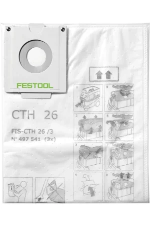Festool FIS-CTH 48/3 Sac filtrant de sécurité 3 pces classe de poussiere H ( 497542 ) pour aspirateur CTH 48 Prix Réduit