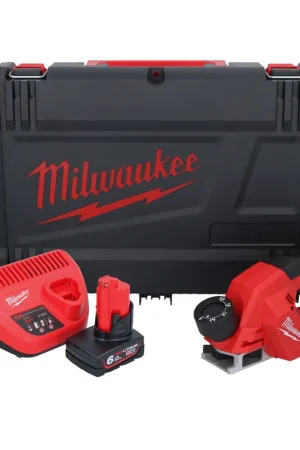 Petit Prix Raboteuse sur batterie Milwaukee M12 BLP-601X 12 V 51 mm brushless + 1x batterie 6,0 Ah + chargeur + boîtier HD