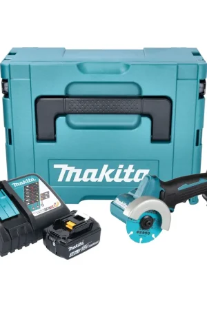 Makita DMC 300 RF1J Meuleuse d'angle sans fil 18 V 76 mm Brushless + 1x batterie 3,0 Ah + chargeur + Makpac Offre Spéciale