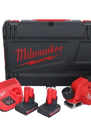 Raboteuse sur batterie Milwaukee M12 BLP-502X 12 V 51 mm brushless + 2x batteries 5,0 Ah + chargeur + boîtier HD Retour Gratuit