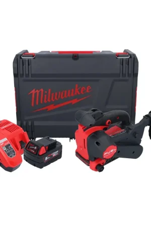 Ponceuse à bande sans fil Milwaukee M18 FBTS75-501X 18 V 75 x 457 mm sans balais + 1x batterie 5,0 Ah + chargeur + boîtier HD Authentique