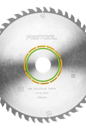 Festool HW 230x2,5x30 W48 Lame de scie circulaire WOOD FINE CUT ( 500648 ) 230 x 2,5 x 30 mm 48 dents pour bois massif, panneaux revêtus, plaqués Jusqu'à Épuisement Des Stocks