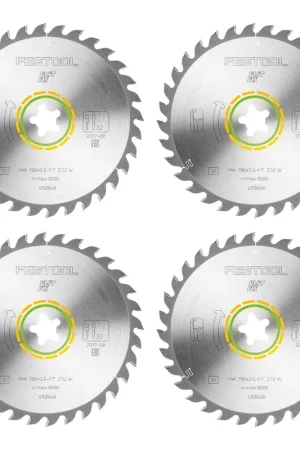 Festool HW 190x2,6 FF W32 Lame de scie circulaire WOOD UNIVERSAL 4 pces ( 4x 492048 ) 190 x 2,6 mm 32 dents pour tous les bois, matériaux dérivés du bois, panneaux de particules, plaques de plâtre, plastique mou Seulement Aujourd'hui