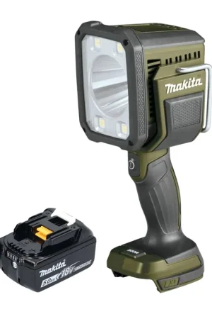 Meilleur Prix Makita DML 812 T1 Projecteur portatif sans fil 18 V 1250 lm LED Olive Grn Outdoor Adventure Edition spéciale + 1x batterie 5,0 Ah - sans chargeur