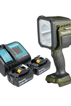 Makita DML 812 ST Projecteur portatif sans fil 18 V 1250 lm LED Olive Grn Outdoor Adventure édition spéciale + 2x batterie 5,0 Ah + chargeur Prix Bas