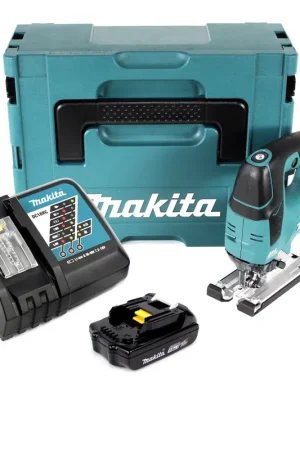 Makita DJV 182 RY1J Scie Sauteuse pendulaire sans fil 18 V + 1x Batterie 1,5 Ah + Chargeur + Coffret Makpac Affaire À Saisir