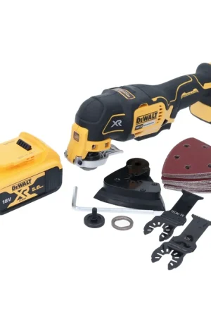 Prix Bas DeWalt DCS355N Outil oscillant multi-cutter sans fil 18V Brushless + 1x Batterie 5,0Ah + Accessoires 29 pcs. - sans chargeur