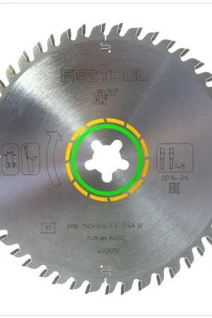 Usine Directe Lame de scie circulaire à denture fine Festool HW 190 x 2,4 mm xFF W48 190 mm 48 dents FastFix ( 492050 )