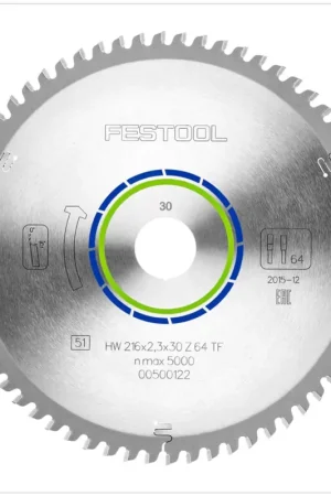 Festool Lame de scie spéciale HW 216x2,3x30 TF64 Ø 216 mm 64 Dents ( 500122 ) Retour Gratuit