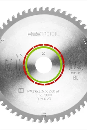 Populaire Festool Lame de scie spéciale HW 216x2,3x30 WZ/FA60 Ø 216 mm 60 Dents ( 500123 )