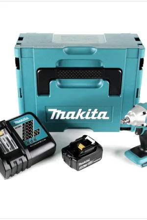 Soldes Makita DTW 190 RM1J Visseuse à percussion sans fil 18V Li-Ion + 1x Batterie BL 1840 B 4,0 Ah + Chargeur rapide DC 18 RC + Coffret Makpac