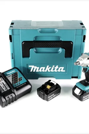 Produit De Marque Makita DTW 190 RMJ 18V Li-Ion Boulonneuse à chocs sans fil + Boîtier Makpac + 2x Batteries BL 1840 4,0 Ah avec pointeur-LED + Chargeur rapide DC 18 RC
