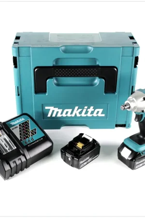 Makita DTW 190 RTJ 18V Li-Ion Boulonneuse à chocs sans fil + Coffret de tranport Makpac + 2x Batteries BL 1850 5,0 Ah + Chargeur rapide DC 18 RC Seulement Aujourd'hui