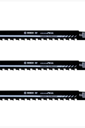 Bosch 3x Lames de scie sabre S 1543 HM 240mm / 9" pour scier dans la brique, béton cellulaire et matériaux abrasifs Soldes