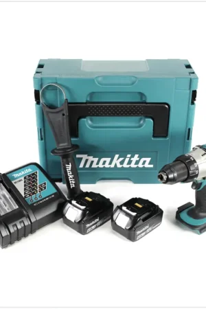 Promotion Saisonnière Makita DDF 451 RMJ Perceuse visseuse sans fil, 18V 80Nm + 2x Batteries 4,0Ah + Chargeur + Makpac