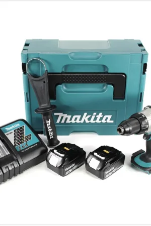 Makita DDF 451 RTJ Perceuse visseuse sans fil, 18V 80Nm + 2x Batteries 5,0Ah + Chargeur + Makpac Promotion Saisonnière