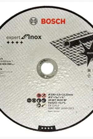 Bosch AS 46 T INOX BF Disques à tronçonner à moyeu plat 230 x 22,23 x 2,0 mm 100 pièces Populaire
