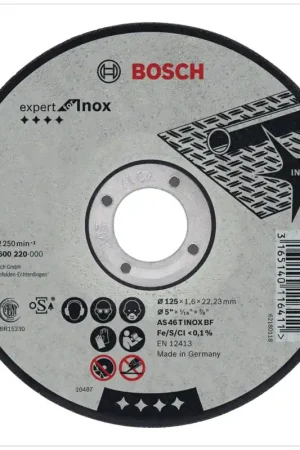 Satisfait Ou Remboursé Bosch AS 60 T INOX BF Disques à tronconner 125 x 1,0 mm 100 Pièces ( 100x 2608600549 )