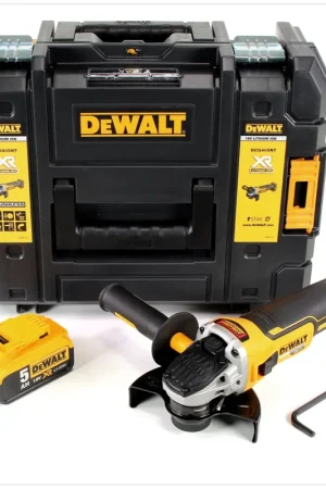 DeWalt DCG 405 18 V 125 mm Meuleuse sans fil Brushless avec boîtier TStak + 1x Batterie 5 Ah - sans Chargeur Populaire