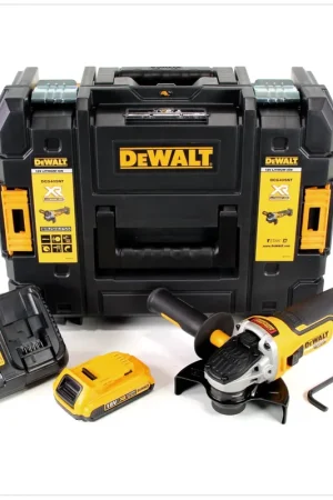 Offre Exclusive DeWalt DCG 405 D1 18 V 125 mm Meuleuse sans fil Brushless avec boîtier TStak + 1x Batterie 2 Ah + Chargeur